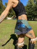 Load image into Gallery viewer, UNDERWATER, Blue Leather Belt, Burning Man Skirt, Steampunk costume, Pirate costume, Sexy rave skirt, Water Goddess Costume
