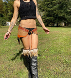Load image into Gallery viewer, FULLA, Sexy Brown Leather Skirt, Burning Man Skirt, Steampunk costume, Pirate costume, Warrior Viking Belt, Mad Max Costume