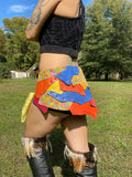 Load image into Gallery viewer, CLEARANCE, CARNIVALE, Colorful Leather Festival Belt, Burning Man Skirt, Circus Ringmaster Costume