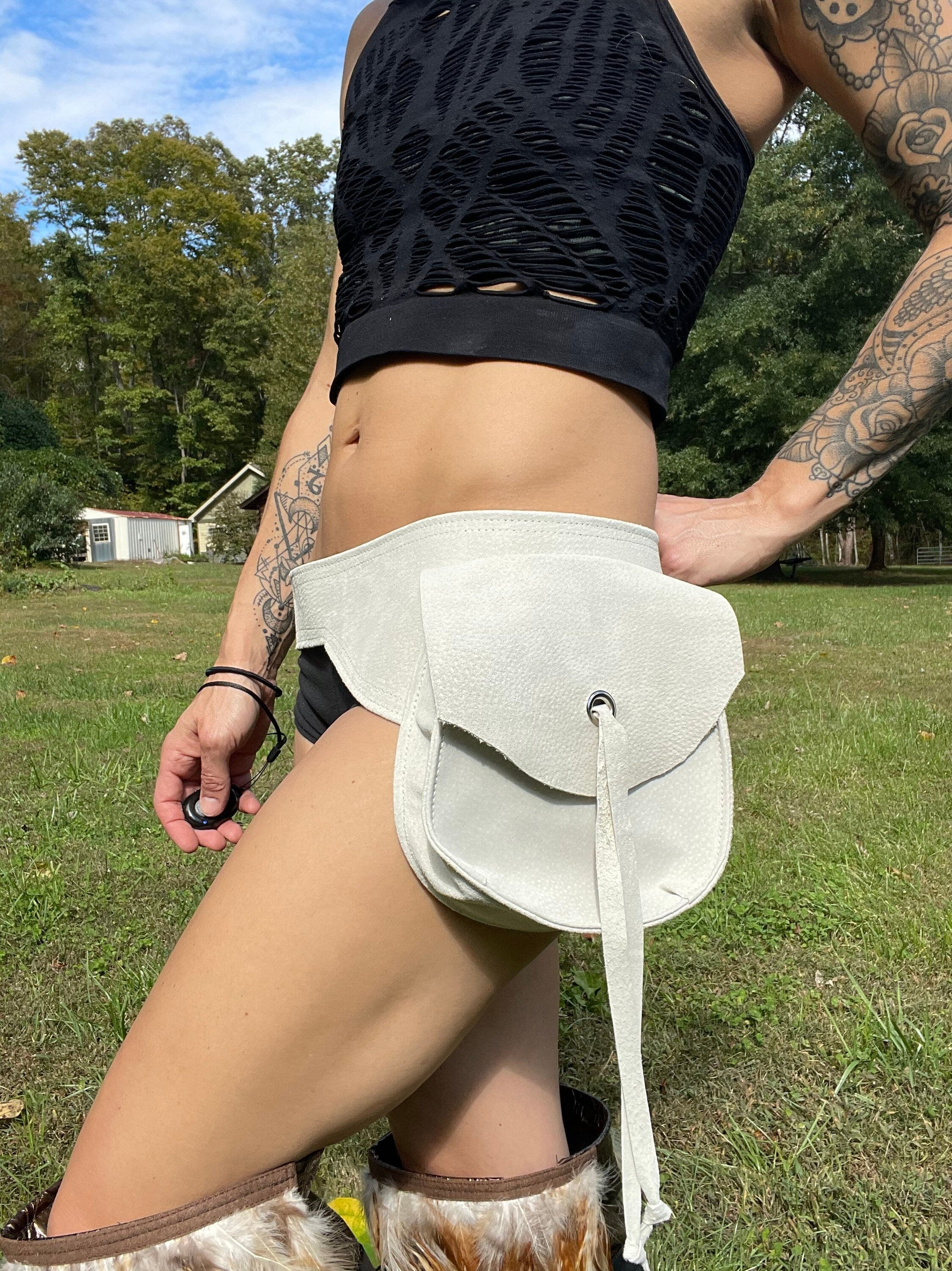 Leather Utility Belt popular | Festival Pocket Belt | Travel Hip Belt | OFFRANDES