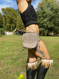 Load image into Gallery viewer, Grey Leather Pocket Belt, Grey Utility Belt, Burning Man Pocket Belt. Thigh Hip Bag