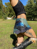 Load image into Gallery viewer, UNDERWATER, Blue Leather Belt, Burning Man Skirt, Steampunk costume, Pirate costume, Sexy rave skirt, Water Goddess Costume