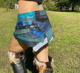 Load image into Gallery viewer, UNDERWATER, Blue Leather Belt, Burning Man Skirt, Steampunk costume, Pirate costume, Sexy rave skirt, Water Goddess Costume