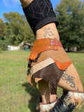 Load image into Gallery viewer, FULLA, Sexy Brown Leather Skirt, Burning Man Skirt, Steampunk costume, Pirate costume, Warrior Viking Belt, Mad Max Costume
