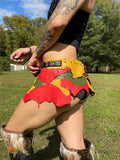 Load image into Gallery viewer, CHALWA, Leather Festival Belt, Bracelet &amp; Earrings, Burning Man Costume, Rave Costume, EDM Costume, Rasta Belt