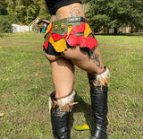 Load image into Gallery viewer, CHALWA, Leather Festival Belt, Bracelet &amp; Earrings, Burning Man Costume, Rave Costume, EDM Costume, Rasta Belt