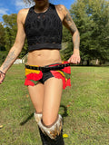 Load image into Gallery viewer, CHALWA, Leather Festival Belt, Bracelet &amp; Earrings, Burning Man Costume, Rave Costume, EDM Costume, Rasta Belt