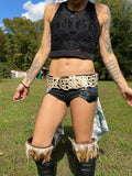 Load image into Gallery viewer, CLEARANCE, BLUE BUTTERFLY, Sexy Leather Festival Belt, Burning Man Skirt, Rave Costume, Fairy Garden Outfit