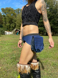 Load image into Gallery viewer, CLEARANCE, Blue Leather Pocket Belt, Boho Utility Belt, Burning Man Pocket Belt, Thigh Hip Bag