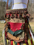 Load image into Gallery viewer, Funky Red Green and Gold Fringe Purse, Ultimate Goddess Purse, Festival Fringe Bag, Hippie Handbag, Boho Chic Embellished purse