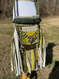 Load image into Gallery viewer, Earthy Green Fringe Purse, Ultimate Goddess Purse, Festival Fringe Bag, Hippie Handbag, Boho Chic Crossbody Messenger, Embellished purse