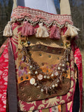 Load image into Gallery viewer, Stylish Pink and Gold Fringe Purse - Festival Ready Boho Bag with Embellishments