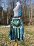 Load image into Gallery viewer, Water Goddess Fringe Purse, Blue and Green Festival Hippie Handbag with Sparkling Embellishments and Boho Vibes.