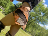Load image into Gallery viewer, SANDY SKYS, Sexy Brown Leather Skirt, Burning Man Skirt, Steampunk costume, Pirate costume, Warrior Viking Belt, Mad Max Costume