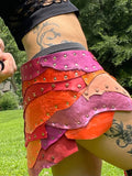 Load image into Gallery viewer, SUMMER VIBES, Leather Patchwork Skirt, Burning Man Skirt, Tribal Dance Belt, Rave Costume, Hippie Festival Skirt