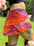Load image into Gallery viewer, SUMMER VIBES, Leather Patchwork Skirt, Burning Man Skirt, Tribal Dance Belt, Rave Costume, Hippie Festival Skirt
