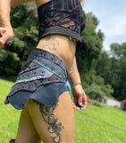 Load image into Gallery viewer, MAIA, Blue Leather Patchwork Skirt, Leather Utility Belt, Burning Man Skirt, Steampunk costume, Rave Costume, Viking Belt