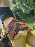 Load image into Gallery viewer, IN THE EARTH, Earthy Brown Leather Skirt, Leather Utility Belt, Burning Man Skirt, Steampunk costume, Rave Costume, Viking Belt