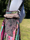 Load image into Gallery viewer, Funky Purple Fringe Purse, Festival Fringe Bag, Hippie Handbag, Boho Chic Crossbody Messenger, Embellished purse