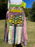 Load image into Gallery viewer, Funky Green and Purple Butterfly Fringe Purse, Ultimate Festival Fringe Bag with bright jeweled embellishments.