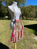 Load image into Gallery viewer, Pink and Green Fringe Purse, Simple Festival Fringe Bag, Hippie Handbag, Boho Chic Crossbody Embellished purse
