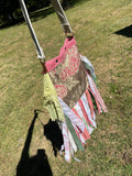 Load image into Gallery viewer, Pink and Green Fringe Purse, Simple Festival Fringe Bag, Hippie Handbag, Boho Chic Crossbody Embellished purse