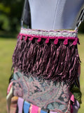 Load image into Gallery viewer, Rainbow Purple Fringe Purse, Festival Fringe Bag, Hippie Style Shoulder Bag, Wild Print Bag