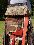 Load image into Gallery viewer, Earthy Fall Colored Fringe Purse, Festival Bag, Hippie Handbag, Boho Chic Crossbody Messenger, Embellished purse