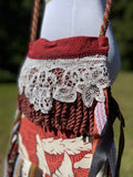 Load image into Gallery viewer, Burgandy Lace Fringe Purse, Festival Fringe Bag, Hippie Handbag, Boho Chic Crossbody Messenger, Embellished purse