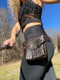 Load image into Gallery viewer, Brown Leather Pocket Belt, Dark Earthy Utility Belt, Burning Man Pocket Belt, Thigh Hip Bag