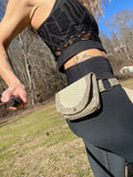 Load image into Gallery viewer, Beige Leather Pocket Belt, 2 Pocket Utility Belt, Burning Man Pocket Belt, Leather Fanny Pack