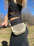 Load image into Gallery viewer, Beige Leather Pocket Belt, 2 Pocket Utility Belt, Burning Man Pocket Belt, Leather Fanny Pack