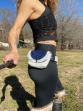 Load image into Gallery viewer, White and Blue Leather Pocket Belt, Utility Belt, Burning Man Pocket Belt, Fanny Pack