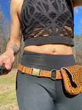 Load image into Gallery viewer, Fashionable Brown and Bronze Leather Pocket Belt - A Must-Have Accessory for Festivals and Travel!