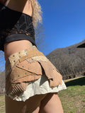 Load image into Gallery viewer, PAISLEY TEA, Beige Leather Patchwork Skirt, Steampunk Belt, Viking Costume, Warrior Belt, Burning Man Belt