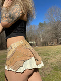Load image into Gallery viewer, PAISLEY TEA, Beige Leather Patchwork Skirt, Steampunk Belt, Viking Costume, Warrior Belt, Burning Man Belt