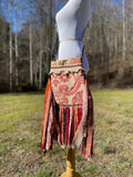 Load image into Gallery viewer, Vintage-Inspired Maroon &amp; Beige Fringe Purse - Festival Ready Boho Shoulder Bag