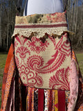 Load image into Gallery viewer, Vintage-Inspired Maroon &amp; Beige Fringe Purse - Festival Ready Boho Shoulder Bag