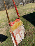 Load image into Gallery viewer, Earthy Orange and Beige Fringe Purse, Festival Fringe Bag, Hippie Style Shoulder Bag, Crossbody Boho Purse