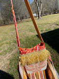 Load image into Gallery viewer, Earthy Orange and Beige Fringe Purse, Festival Fringe Bag, Hippie Style Shoulder Bag, Crossbody Boho Purse