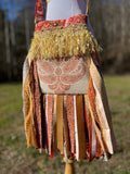 Load image into Gallery viewer, Earthy Orange and Beige Fringe Purse, Festival Fringe Bag, Hippie Style Shoulder Bag, Crossbody Boho Purse