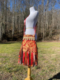 Load image into Gallery viewer, Red and Gold Fringe Purse, Festival Fringe Bag, Hippie Style Shoulder Bag, Crossbody Boho Purse