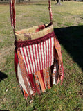 Load image into Gallery viewer, Adjustable Red and Maroon Fringe Purse, Festival Fringe Bag, Hippie Style Shoulder Bag, Boho Purse