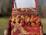 Load image into Gallery viewer, Red and Orange Fringe Purse, Festival Fringe Bag, Hippie Style Shoulder Bag, Boho Purse