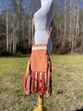 Load image into Gallery viewer, Orange and Beige Fringe Purse, Festival Fringe Bag, Hippie Style Shoulder Bag, Boho Purse
