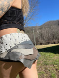 Load image into Gallery viewer, NOVA, Unique Grey Leather Goddess Skirt - Ideal for Burning Man, Fairy, Rave, Viking Looks