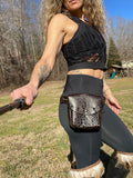 Load image into Gallery viewer, Brown Leather Pocket Belt, Dark Earthy Utility Belt, Burning Man Pocket Belt, Thigh Hip Bag