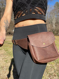 Load image into Gallery viewer, Versatile Utility Belt w/ Brown Leather Pockets - Perfect for Burning Man, Festival or Everyday Adventures