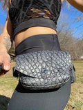 Load image into Gallery viewer, Handmade Grey Leather Fanny Pack - Functional Burning Man Belt Bag