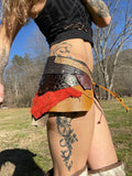 Load image into Gallery viewer, ALECTO,  Earthy Brown Warrior Skirt, Leather Utility Belt, Burning Man Costume, Fairy Belt, Rave Costume, Viking Belt